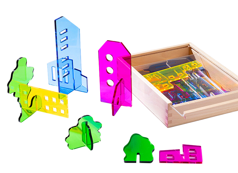 Speelgoedfiguren - stadsfiguren - Dusyma Glow Up - gekleurd - transparant - set van 26