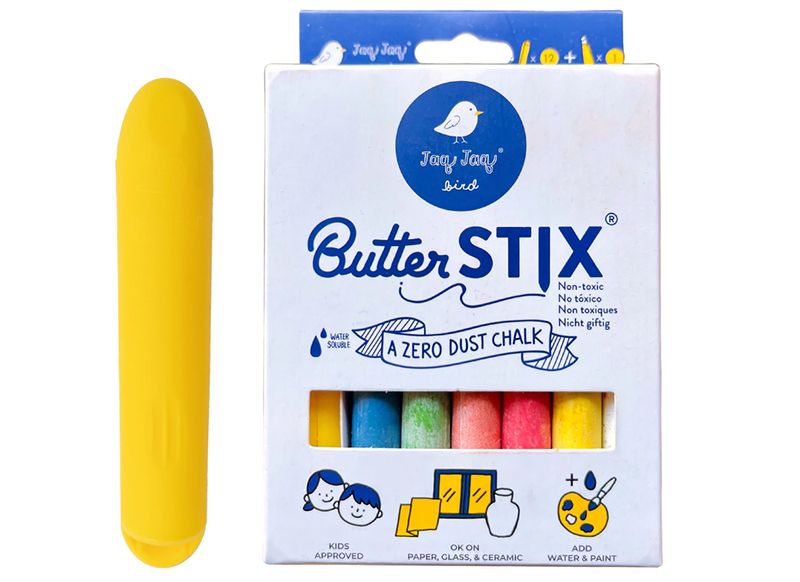 Krijt - Jaq Jaq Bird Butter Stix - stofvrij - verdunbaar - gekleurd - set van 12 assorti