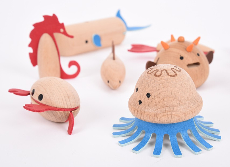 Speelfiguren - tickit Wooden Sea Creatures - houten zeedieren - set van 10