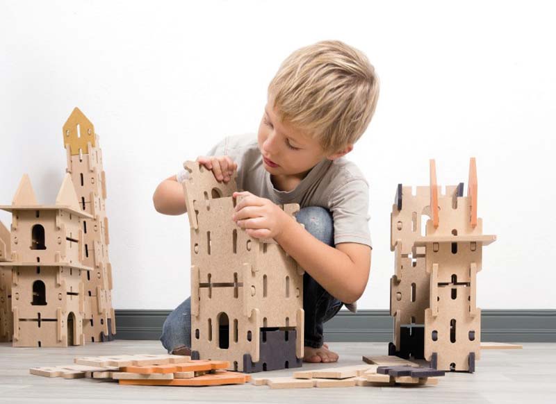 Bouwset - Ardennes Toys - kastelen bouwen - hout - set van 65 assorti
