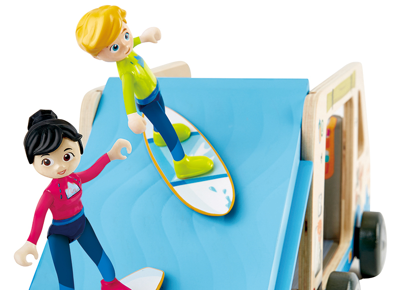 Speelgoed vakantiebus - Hape - camper - kamperen - met accessoires - hout - per set
