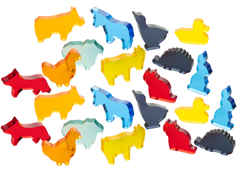 Speelgoedfiguren - boerderijdieren - Dusyma Luxy - gekleurd - transparant - set van 22