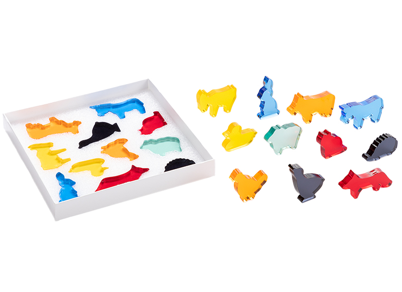 Speelgoedfiguren - boerderijdieren - Dusyma Luxy - gekleurd - transparant - set van 22