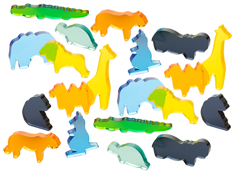 Speelgoedfiguren - safaridieren - Dusyma Luxy - gekleurd - transparant - set van 20