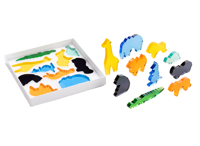 Speelgoedfiguren - safaridieren - Dusyma Luxy - gekleurd - transparant - set van 20