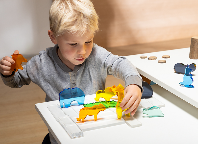 Speelgoedfiguren - safaridieren - Dusyma Luxy - gekleurd - transparant - set van 20