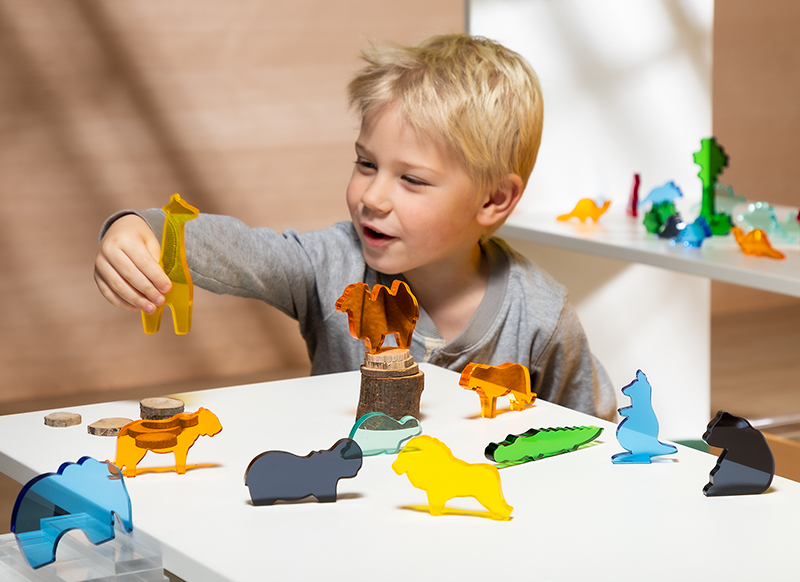 Speelgoedfiguren - safaridieren - Dusyma Luxy - gekleurd - transparant - set van 20