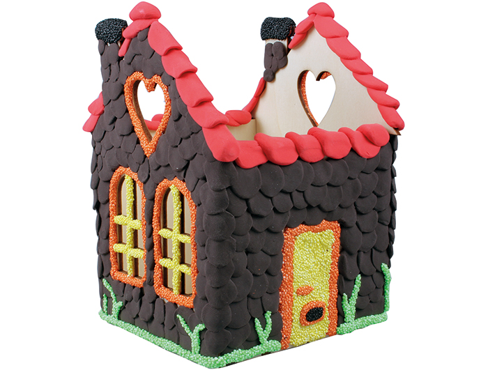 Theelichthouder - hout - huis - per stuk