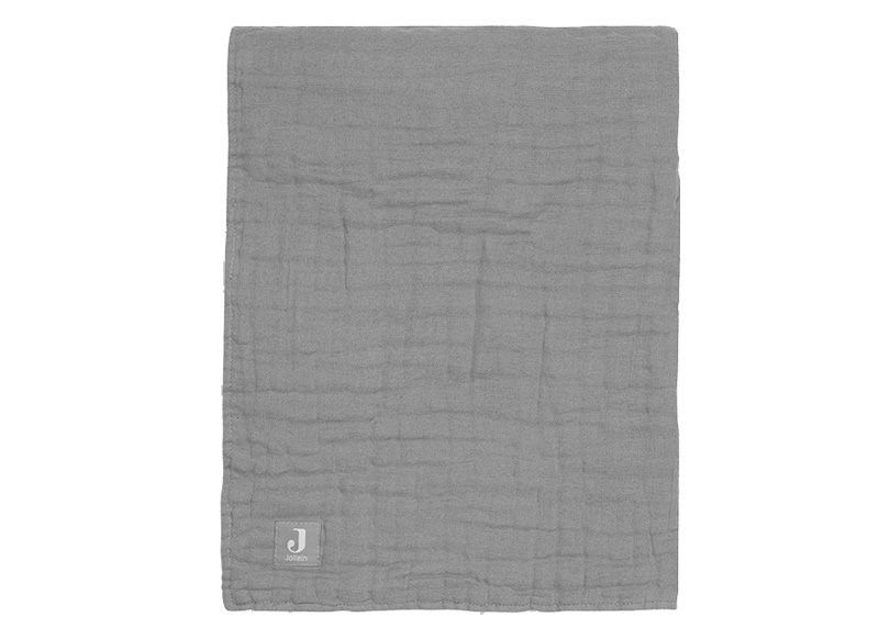 Deken - Jollein Wrinkled - 75 x 100 cm - inbakeren - storm grey - per stuk