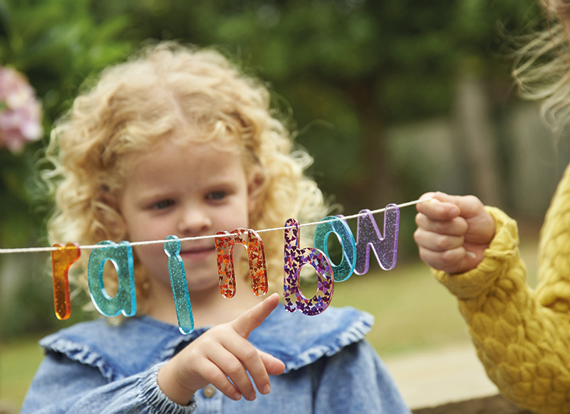 Lichtbordmateriaal - letters - tickit Rainbow Glitter Letters - kunststof - glitter - voor lichtbord - per set