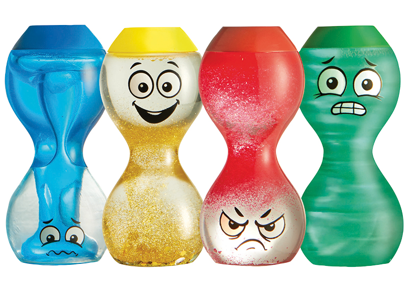 Sensorisch materiaal - hand2mind Express Your Feelings Sensory Bottles - gelukkig, boos, bang en verdrietig - sensorische flessen - set van 4 assorti