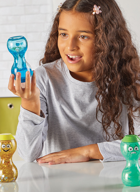 Sensorisch materiaal - hand2mind Express Your Feelings Sensory Bottles - gelukkig, boos, bang en verdrietig - sensorische flessen - set van 4 assorti