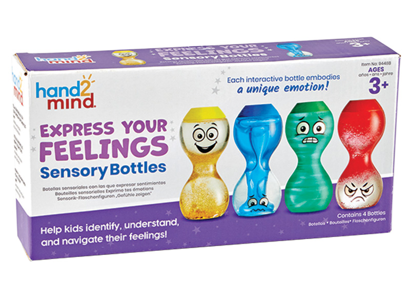 Sensorisch materiaal - hand2mind Express Your Feelings Sensory Bottles - gelukkig, boos, bang en verdrietig - sensorische flessen - set van 4 assorti