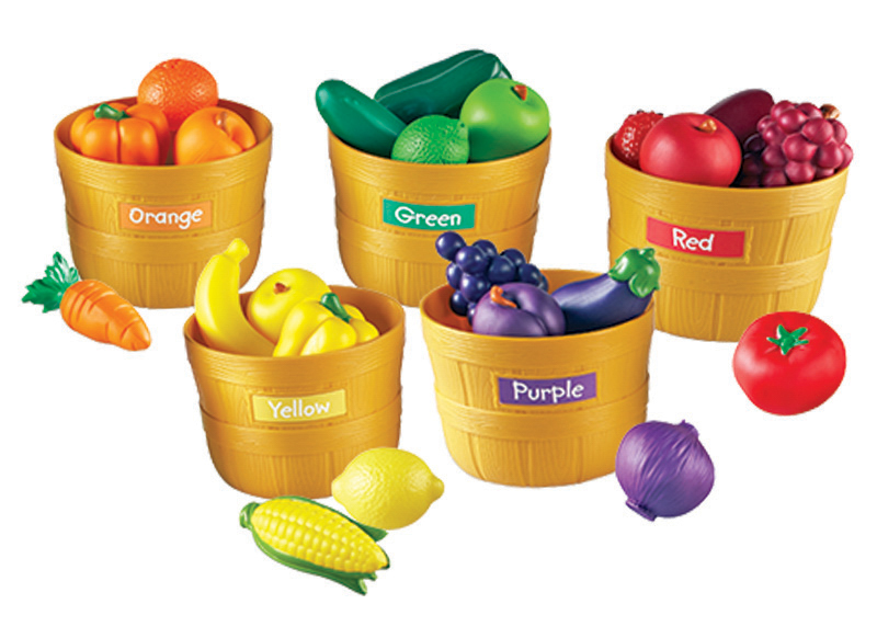 Kleur en vorm - Learning Resources Farmer's Market Colour Sorting Set - groenten en fruit - markt - sorteerspel - per spel