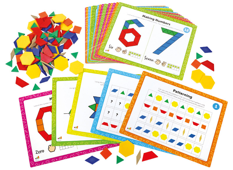 Kleur en vorm - Learning Resources Pattern Block Math Activity Set - legblokken activiteitenset - per spel