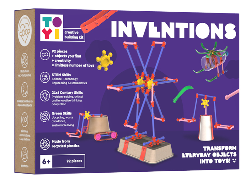 Bouwset - Toyi Inventions Creative Building Kit - Inventions Building Kit - upcycling - recycleren - set van 92 assorti